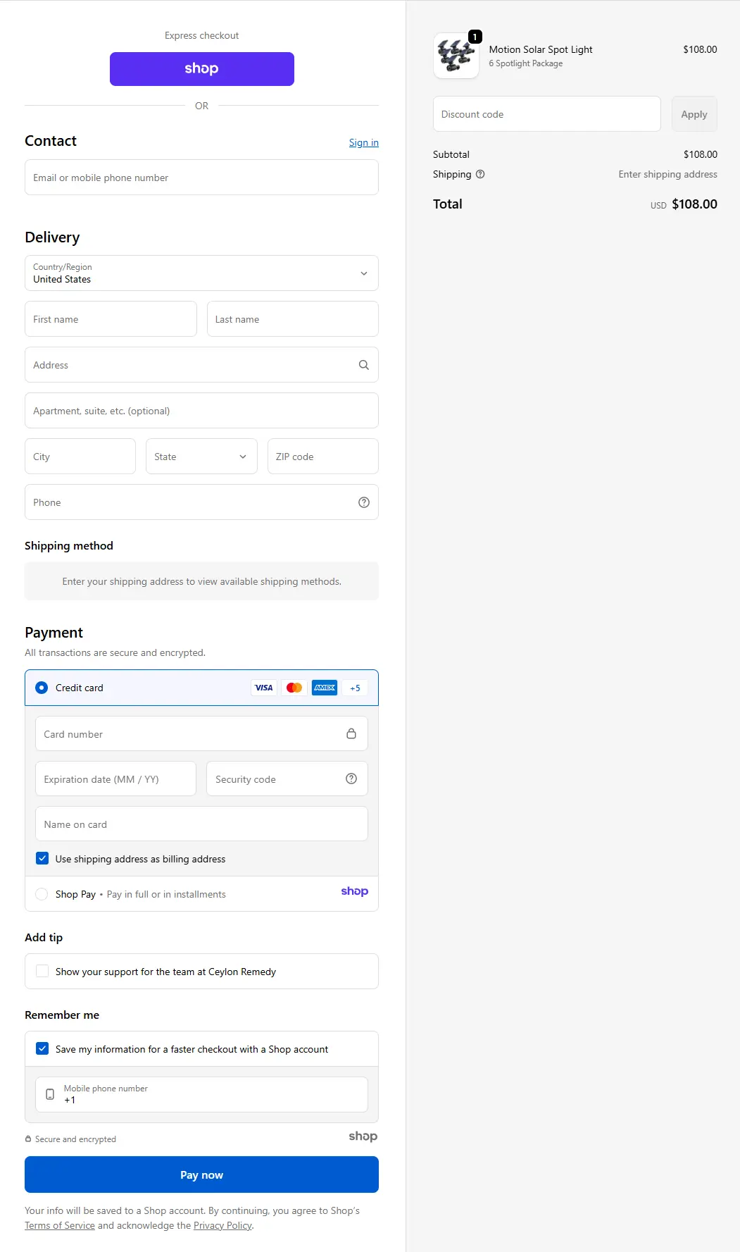 Bionic Spotlight Secure Checkout Page
